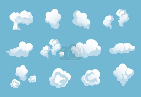 Illustration for Smoke cloud cartoon dust comic steam effect isolated set collection. Vector isolated graphic design illustration - Royalty Free Image