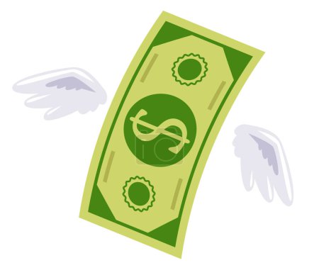 Téléchargez les illustrations : Monnaie volante billets de banque pièce argent liquide concept de financement des entreprises. Illustration graphique vectorielle plate - en licence libre de droit