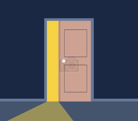 Illustration for Open door light dark room exit entrance doorway concept. Vector flat graphic design illustration - Royalty Free Image