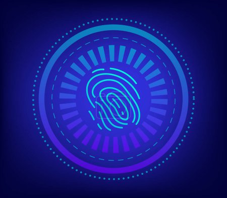 Foto de Escáner de huellas digitales escaneo biométrico concepto de identificación digital de dedos. ilustración de diseño gráfico plano vectorial - Imagen libre de derechos