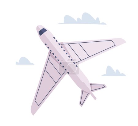 Ilustración de Avión volar por encima del mapa paisaje tierra campo mar concepto plano diseño gráfico ilustración - Imagen libre de derechos