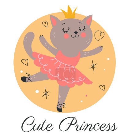 Illustration for Animal cute ballerina princess ballet dancer concept. Vector flat graphic design illustration - Royalty Free Image