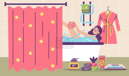 Illustration for Bathroom shower interior room concept. Vector flat graphic design illustration - Royalty Free Image