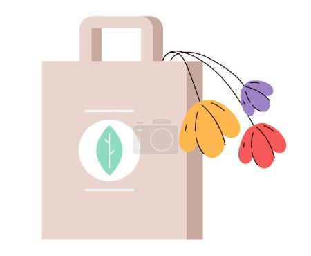 Foto de Entrega paquete de bolsa de comida concepto de servicio de equipo de comestibles. ilustración de diseño gráfico plano vectorial - Imagen libre de derechos