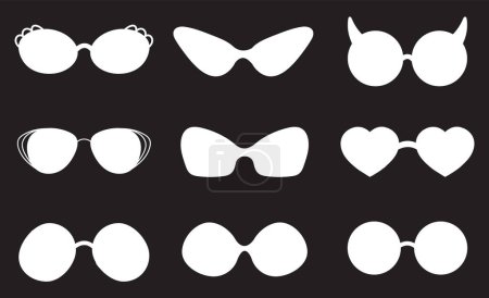 Illustration for Sunglasses glasses eyeglasses silhouette line style isolated set. Vector graphic design element illustration - Royalty Free Image
