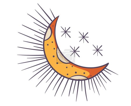 Illustration for Moon half moon star night space sky isolated concept. Vector graphic design illustration - Royalty Free Image