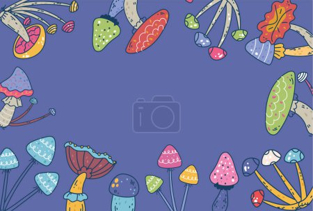 Illustration for Mushroom banner abstract forest nature space background concept. Vector graphic design illustration - Royalty Free Image