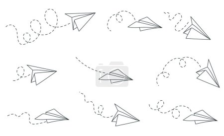 Foto de Avión de avión de papel volar avión aislado conjunto. Ilustración de diseño gráfico vectorial - Imagen libre de derechos