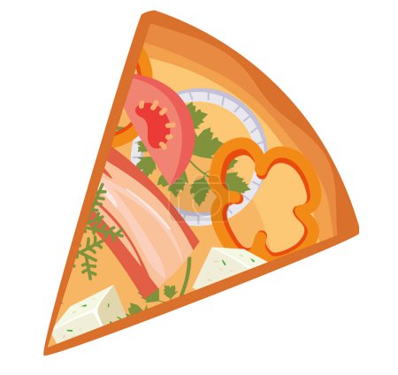 Téléchargez les illustrations : Morceau de pizza isolé sur fond blanc. Illustration graphique vectorielle - en licence libre de droit