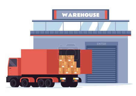 Foto de Distribución de almacén entrega logística camión concepto de la industria de carga. Ilustración de diseño gráfico vectorial - Imagen libre de derechos