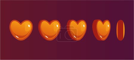 Illustration for Heart animation game sprite rotate animated isolated set. Vector graphic design illustration - Royalty Free Image