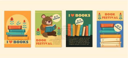 Illustration for School book poster cover student university education isolated set. Vector graphic design illustration - Royalty Free Image