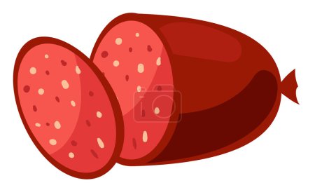 Salami sausage slice isolated on white background. Vector graphic design illustration element