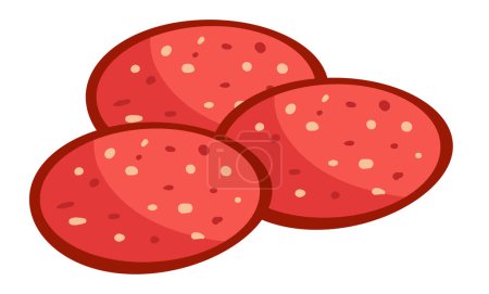 Salami sausage slice isolated on white background. Vector graphic design illustration element