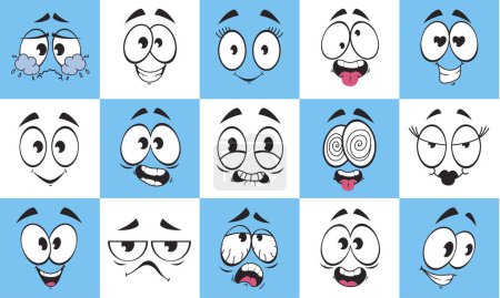 Illustration for Retro cartoon style character face expression comic concept. Vector graphic design illustration element - Royalty Free Image