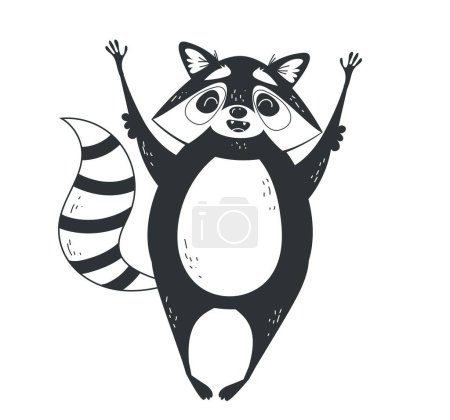 Foto de Dibujos animados lindo mapache negro logo concepto aislado. ilustración de diseño gráfico plano vectorial - Imagen libre de derechos