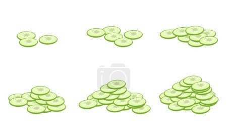 Illustration for Cutting chopped cucumber slice isolated set. Vector graphic design illustration element - Royalty Free Image