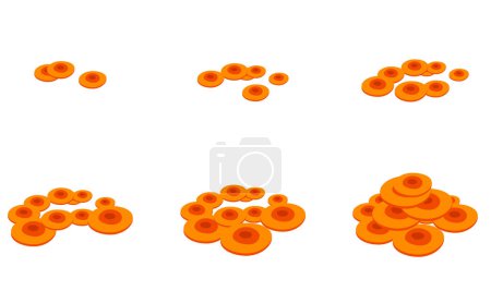 Illustration for Cutting chopped carrot slice isolated set. Vector graphic design illustration element - Royalty Free Image