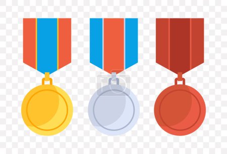Illustration for Golden silver copper medals isolated set. Vector graphic design illustration - Royalty Free Image