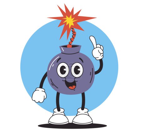 Illustration for Retro style cartoon bomb characters isolated set. Vector graphic design illustration - Royalty Free Image