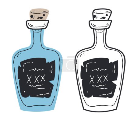 Foto de Alcohol whisky vodka tequila botella aislado conjunto. ilustración de diseño gráfico plano vectorial - Imagen libre de derechos