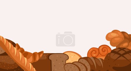 Ilustración de Pan panadería pastelería pancarta de alimentos concepto de cartel. ilustración de diseño gráfico plano vectorial - Imagen libre de derechos