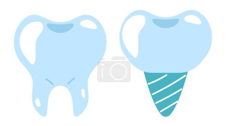 Healthy tooth and implant isolated concept. Vector flat graphic design illustration