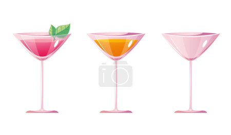 Set of cocktail glass drink alcohol isolated concept. Vector graphic design illustration