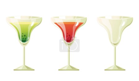 Conjunto de copas de cóctel beben alcohol concepto aislado. Ilustración de diseño gráfico vectorial