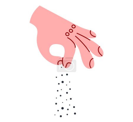Hand Arm Salz kochen Essen isoliert Konzept. Vektorebene Grafik-Design-Illustration