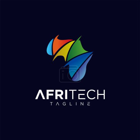 Téléchargez les illustrations : Africa Colorful Tech Logo digital design Illustration - en licence libre de droit