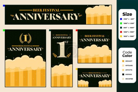 Illustration for Set editable of poster beer festival aniversary - Royalty Free Image