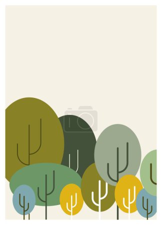 Foto de Diseño del bosque sobre fondo beige, ilustración vectorial. formato vertical. - Imagen libre de derechos