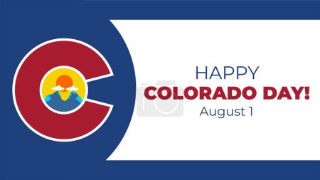 Téléchargez les illustrations : Icône vectorielle ronde du drapeau de l'État du Colorado isolée avec cercle bleu. heureux jour colorado 1er août - en licence libre de droit