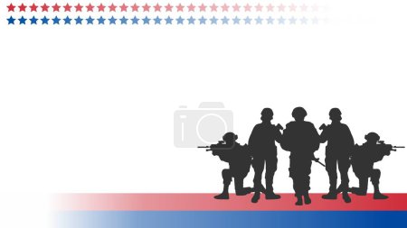 Ilustración de Día del Reconocimiento de Veteranos de la Guerra de Corea, 5 soldados con espacio - Imagen libre de derechos