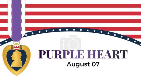 Foto de Día del corazón púrpura cada 7 de agosto, diseño de la estrella dentro del círculo y color rojo y blanco. ilustración vectorial - Imagen libre de derechos