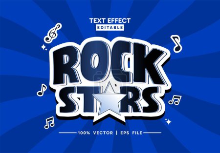 Foto de Editable estrellas de rock vector de efecto de texto con símbolos de color azul y tono - Imagen libre de derechos