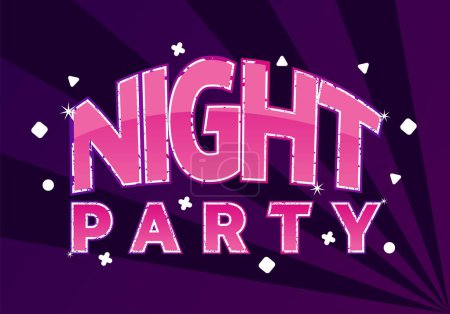 Foto de Noche fiesta efecto de texto con color púrpura y rosa - Imagen libre de derechos