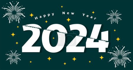 Foto de Vector 2024 feliz año nuevo con estrellas y efecto pegajoso - Imagen libre de derechos