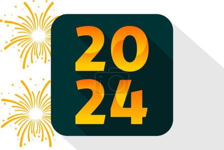 Foto de 2024 feliz año nuevo diseño con colores degradados amarillo y naranja - Imagen libre de derechos