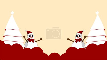Foto de Fondo de Navidad con 2 muñecos de nieve y árbol de Navidad - Imagen libre de derechos