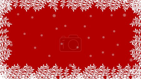 Foto de Fondo de Navidad con hojas que rodean el marco y las nevadas - Imagen libre de derechos