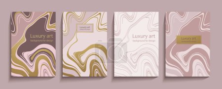 Illustration for Stylized abstract elegant marble texture set. Luxury vector background collection with luxurious pattern of delicate pastel, golden color schemes, for cover, invitation template, wedding card, menu design, notebook - Royalty Free Image