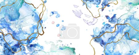 Téléchargez les photos : Aquarelle abstraite bleu clair peinte à la main pour le fond. Tache vecteur artistique utilisé comme élément dans la conception décorative de fond, en-tête, brochure, affiche, carte, couverture ou bannière
. - en image libre de droit