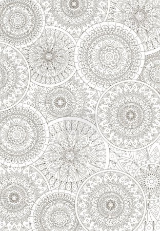 Photo for Abstract coloring page for adults with boho circle elements pattern, printable background for card design - Royalty Free Image