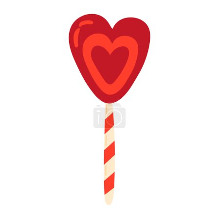 Illustration for Cozy heart shaped lollipop isolated on white background for holidays celebration, time for hygge design element for new year, christmas or valentine party - Royalty Free Image