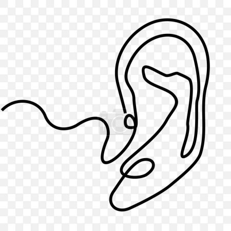 Foto de El oído es un audífono en los seres humanos, Dibujo a mano una sola línea - Imagen libre de derechos