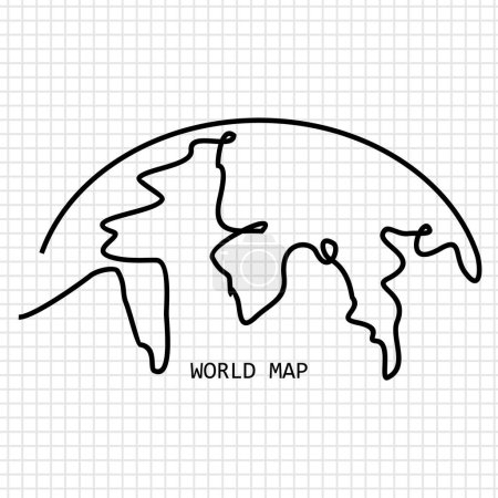 Foto de Mapa del mundo, Dibujo a mano una sola línea - Imagen libre de derechos