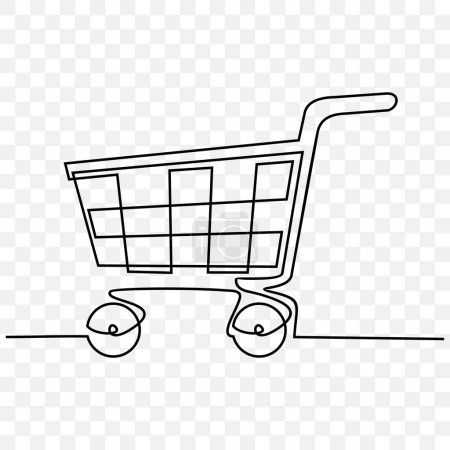 Foto de Icono del carrito de compras sobre fondo blanco, dibujo de una línea - Imagen libre de derechos