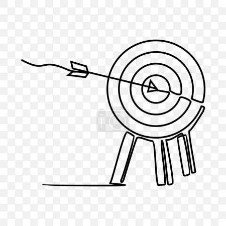target with arrow, one line drawing vector